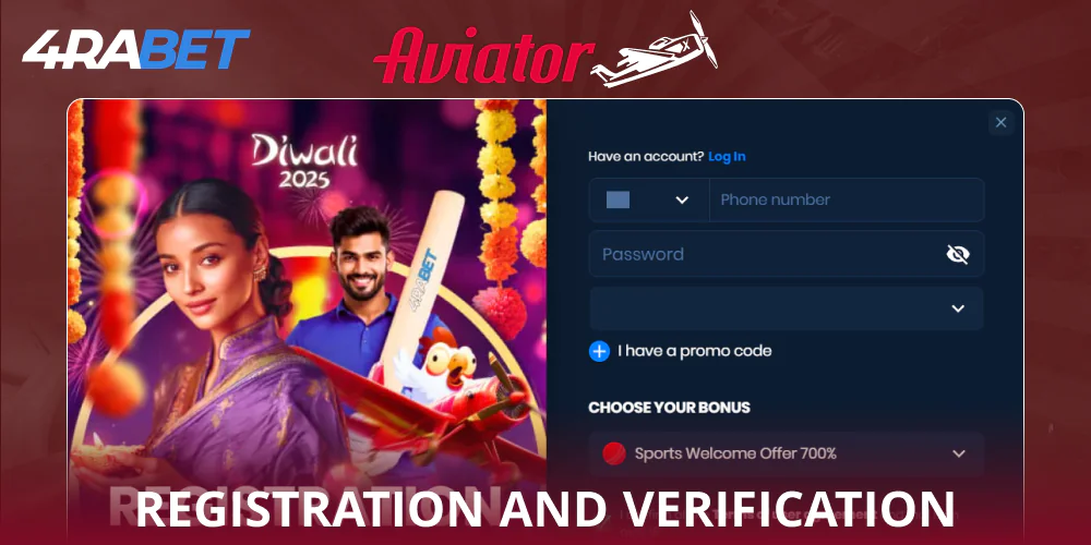 Create an account in 4rabet Aviator