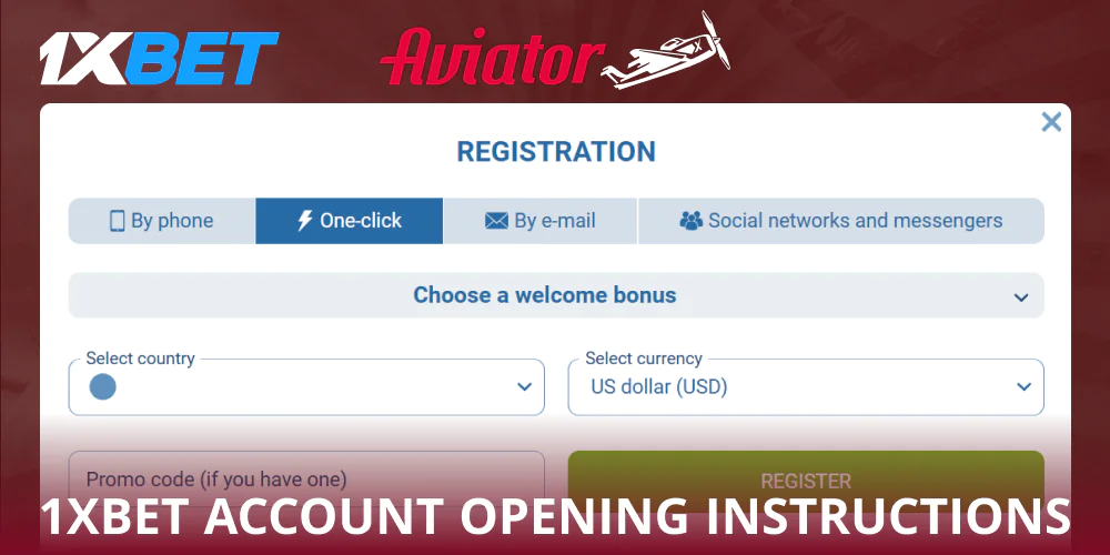 Log in to the 1xBet Aviator website