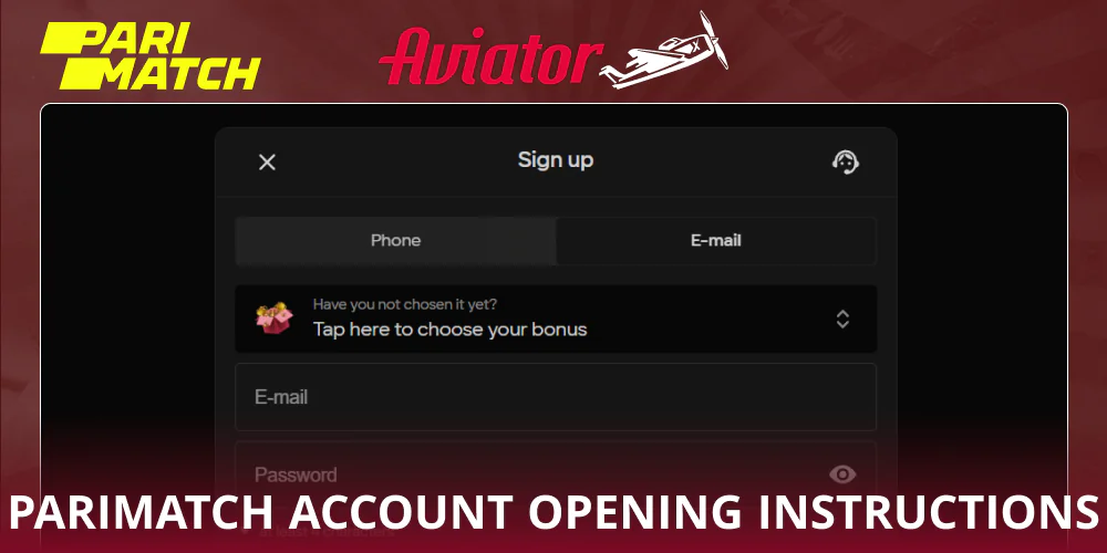 Log in to the Parimatch Aviator website