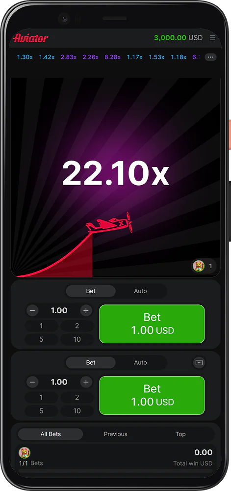 Aviator game multiplier screenshot